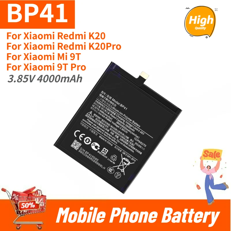 Phone Battery BP41 3.85V 4000mAh For Xiaomi Redmi K20 /K20Pro For Xiaomi Mi 9T/9T Pro High Quality Brand New Replacement Battery