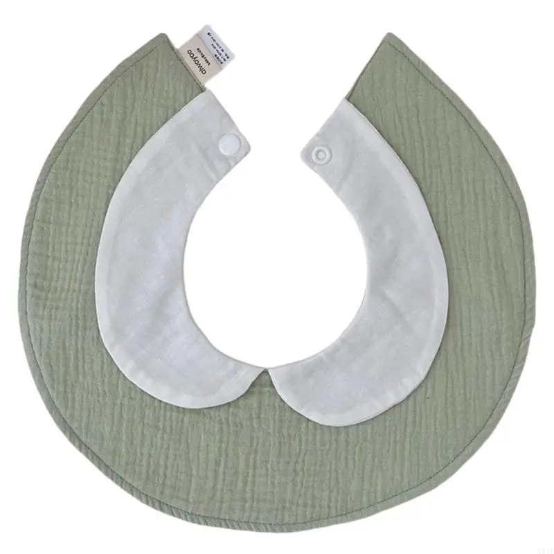 

581F Drooling Apron Strong Absorbent Cotton Bib with Collar Burp Cloths Nursing Bib Feeding Bib for Infant Toddlers 0-3 Year