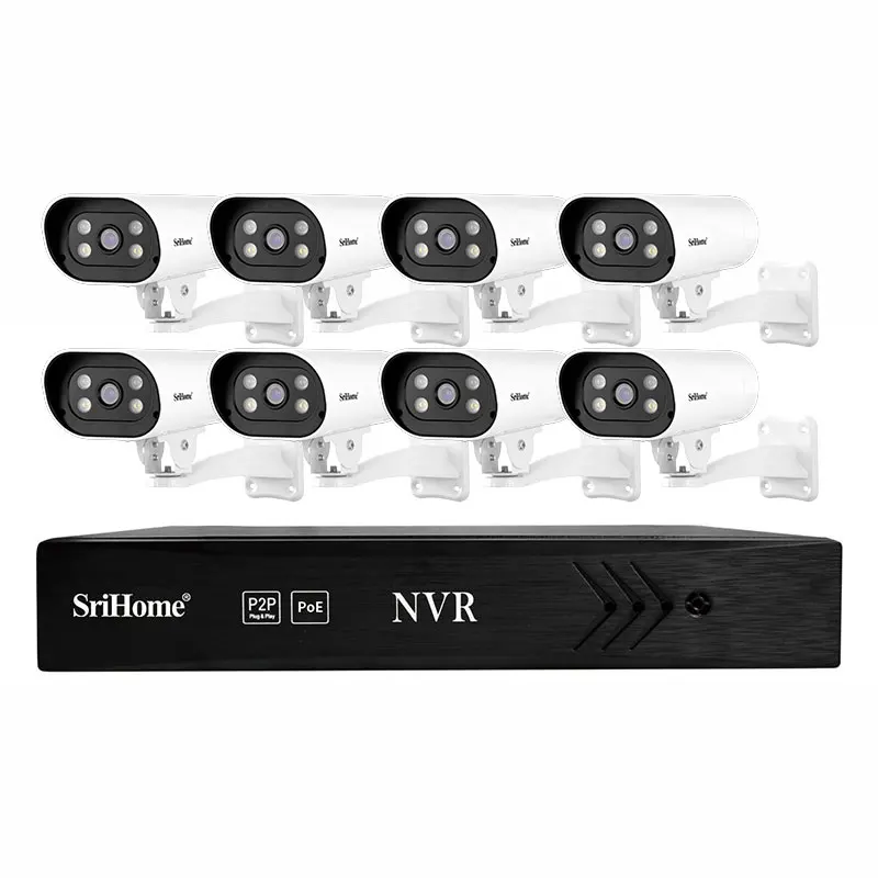 Srihome NVS005 8CH POE NVR IP66 Waterproof H.265 Onvif Video Surveillance Security CCTV Camera System Max 8TB HDD HDMI 4K Output