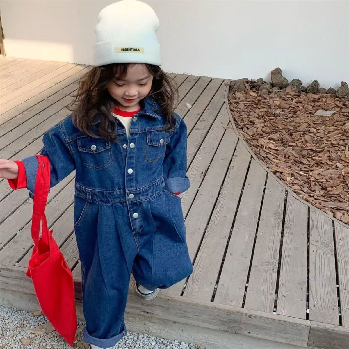 Children's Jumpsuit Spring and Autumn 2026 New Style Boys and Girls Long Sleeved Denim Jumpsuit