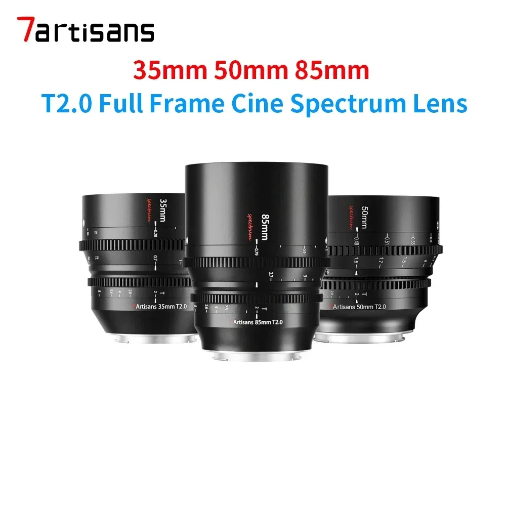 7artisans 35mm 50mm 85mm T2.0 Full Frame Cine Spectrum Lens For Sony E Leica SIGMA Nikon Z Canon EOS-R Cine Lens