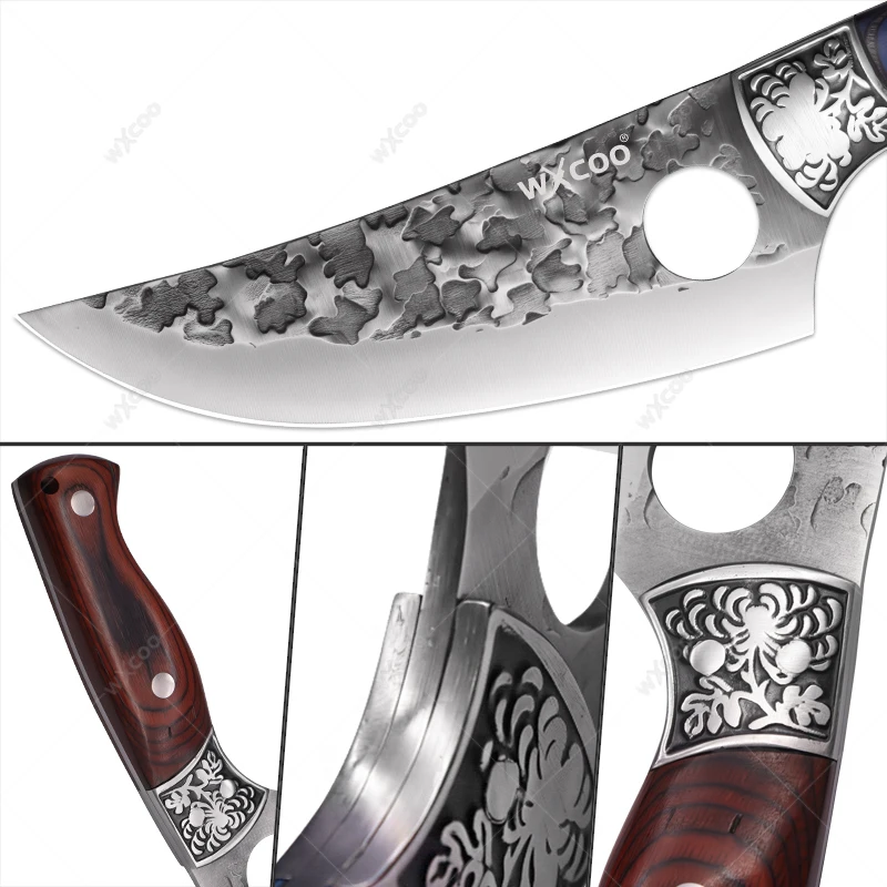 WXCOO Stainless Steel Boning Knife Professional Chef's Knife Fish Cleaver Knife Household Fruit Paring Utility Knives with Cover