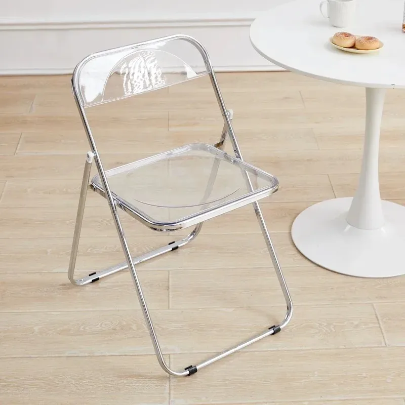 

Fashion Acrylic Transparent Folding Chair Restaurant Household Dining Chairs Office Folding Chair Folding Stool