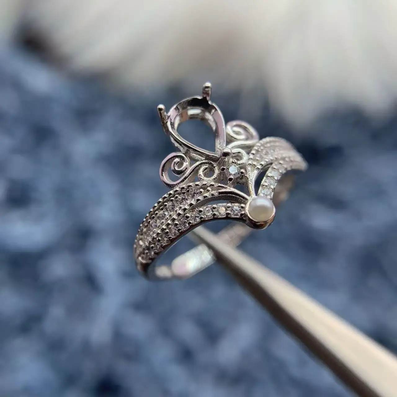 

MeiBaPJ инкрустация капля 5*7 мм S925 изысканное серебро DIY кольцо с короной оправа бриллиант женский подарок Шарм роскошные универсальные ювелирные изделия оптом