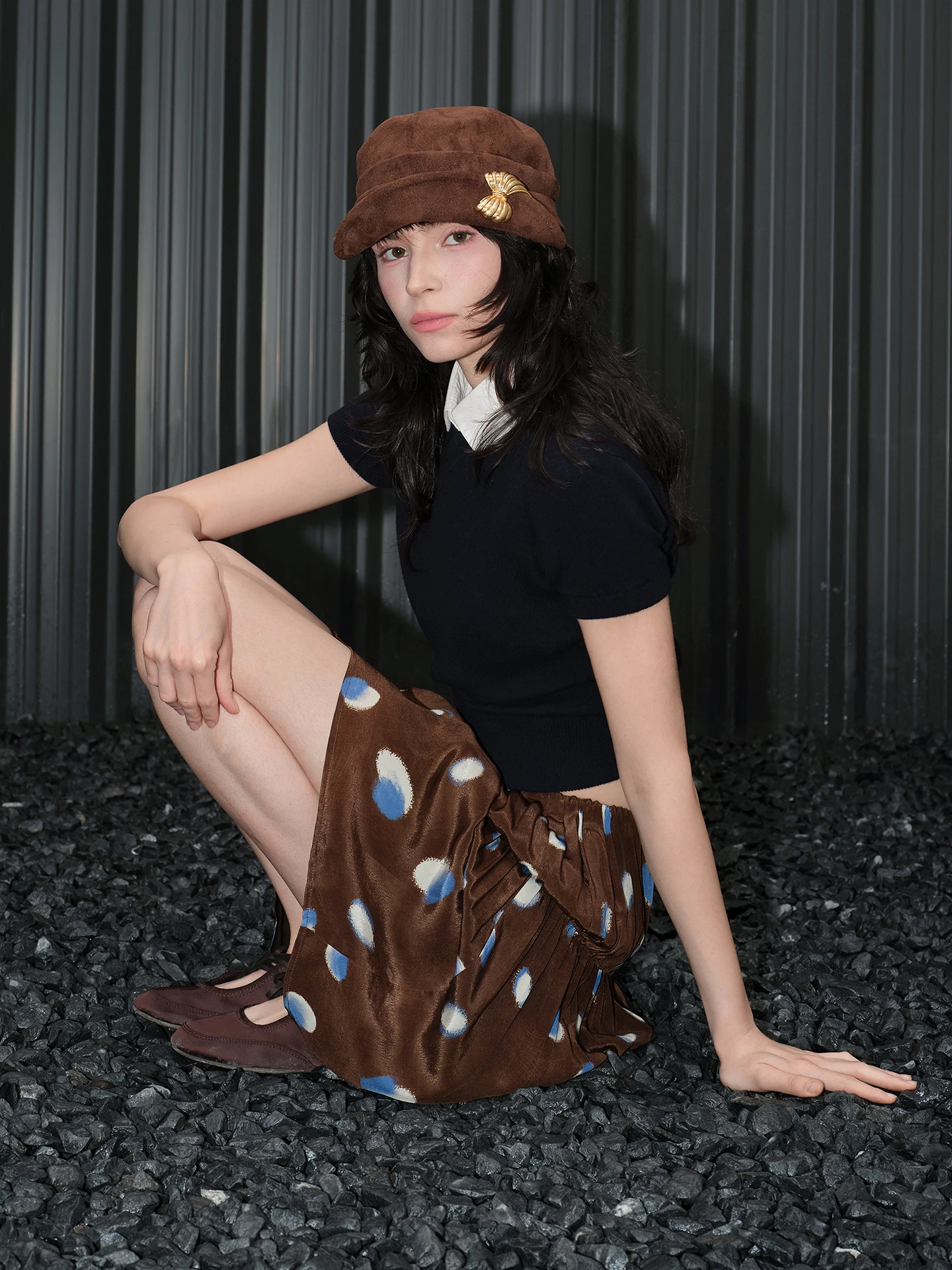 

Ele Loose Polka Dot Skirt for Women Spring 2026 New Arrival Street Sle Wet-ng A-Line Skirt by Huiqing