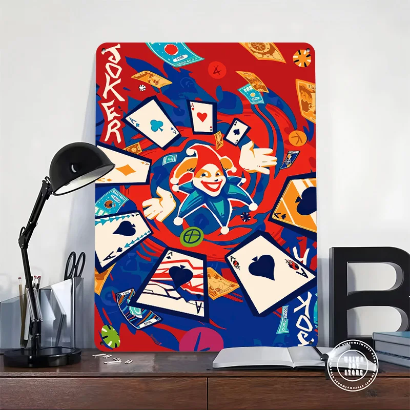 Balatro Joker Card Game Illustration 3D Printed Texture Poster Personalized Wall Art Retro Metal Tin Signs for Custom Plate Home