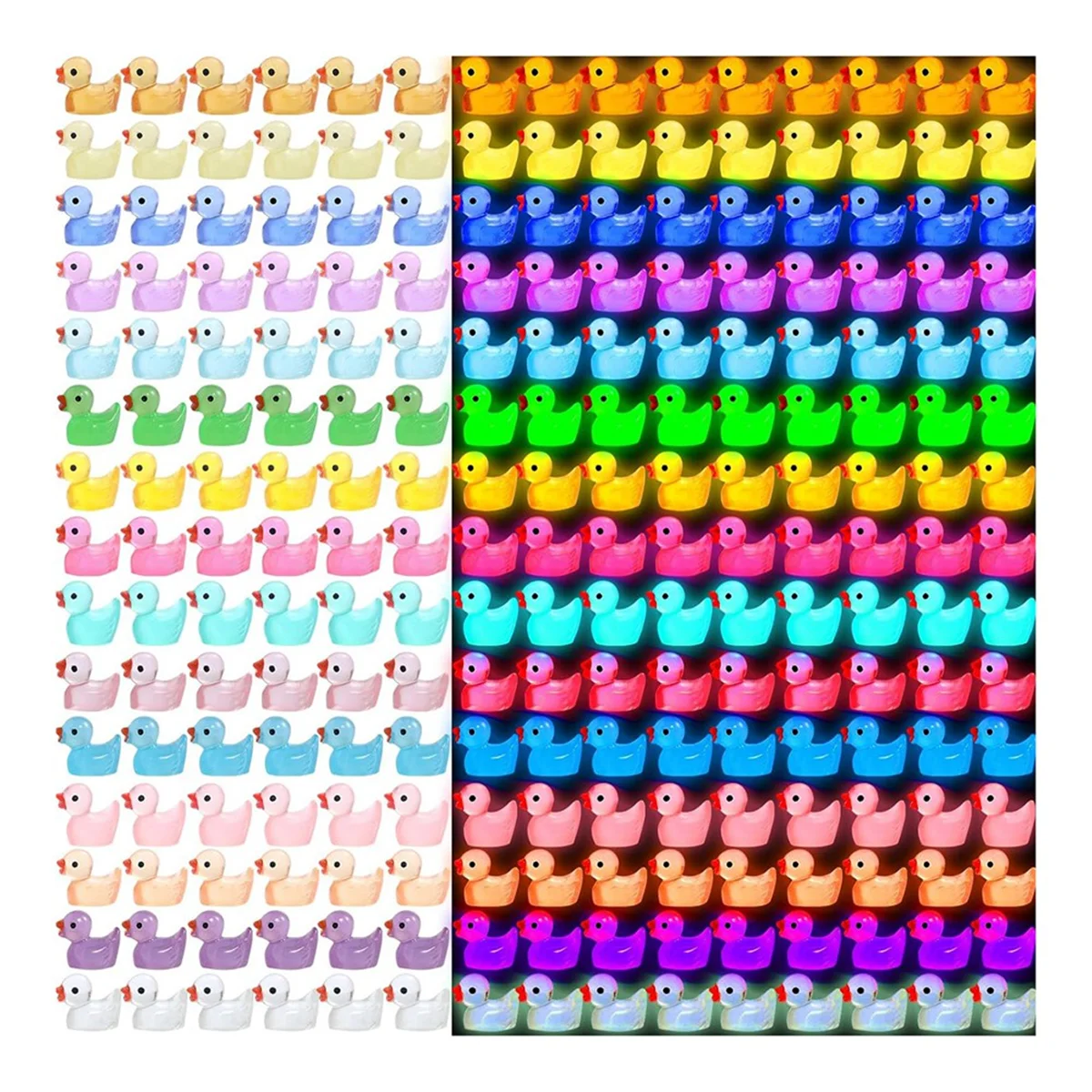 200 Uds. Mini patos luminosos de resina que brillan en la oscuridad, pato pequeño para jardín, Navidad, fiesta de cumpleaños, decoración artesanal ST