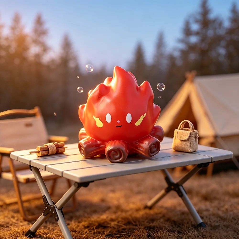 Kawaii Smiling Flame LED Night Lamp Battery Operated Portable Campfire Light Toy Home Ornament Holiday Office Birthday Present view 3