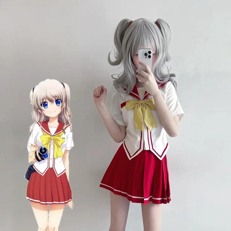 

Anime Charlotte Tomori Nao Cosplay Costume Adult Women Skirt High School Sailor Uniform JK Casual Cute Top Halloween Outfits