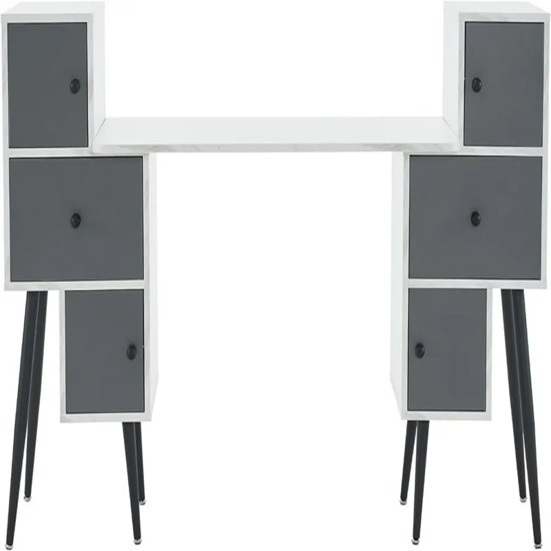 White gray manicure table, multi-drawer large-capacity storage, makeup manicure table