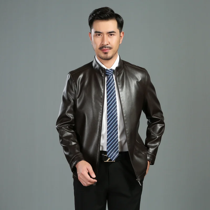 

2023 Autumn Spring New Leather Clothing Men Business Casual Fake Clothes Tops Men's Jacket Ropa Hombre FCY4657