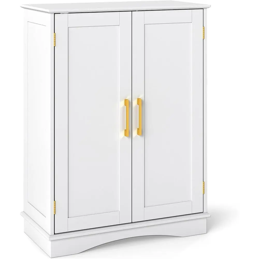

Freestanding 31.5 Tall Pantry Cabinet with 2 Doors and Adjustable Shelves for Kitchen, Dining, Living Room, or Bathroom - White