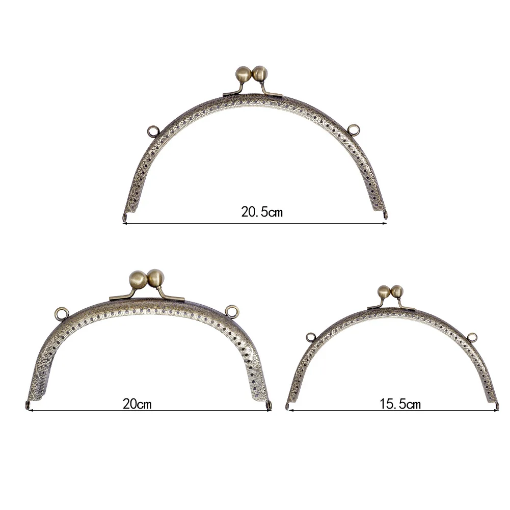 1 Piece 15.5/20/20.5CM Size Double Bead Semicircular Metal Purse Frame Kiss Clasp Clutch DIY Bag Accessory