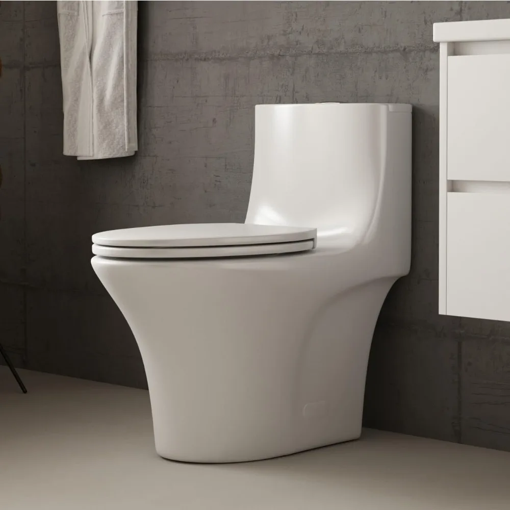 

Modern One Piece Toilet, Bathroom Toilet Power Dual Flush 1.1/1.6 GPF with Comfortable Seat ADA Height 16 1/2’’,MaP 1000g