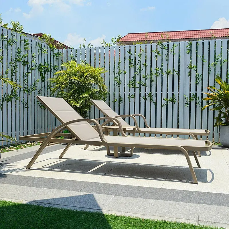 Modern Aluminum & Rattan Lounge Chair for Outdoor Sunbathing Stylist Pool & Sea Beach Recliner Resort Appeal for Hotels Parks