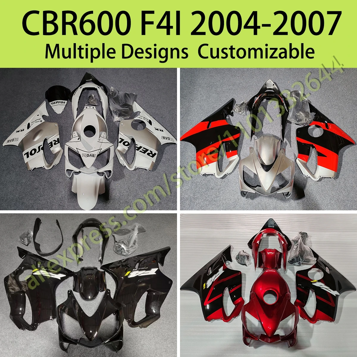 

Комплект обтекателей для Honda CBR600 F4i 2004 2005 2006 2007, комплект обтекателей для мотоцикла, пластиковые детали кузова CBR 600 F4i 04 05 06 07