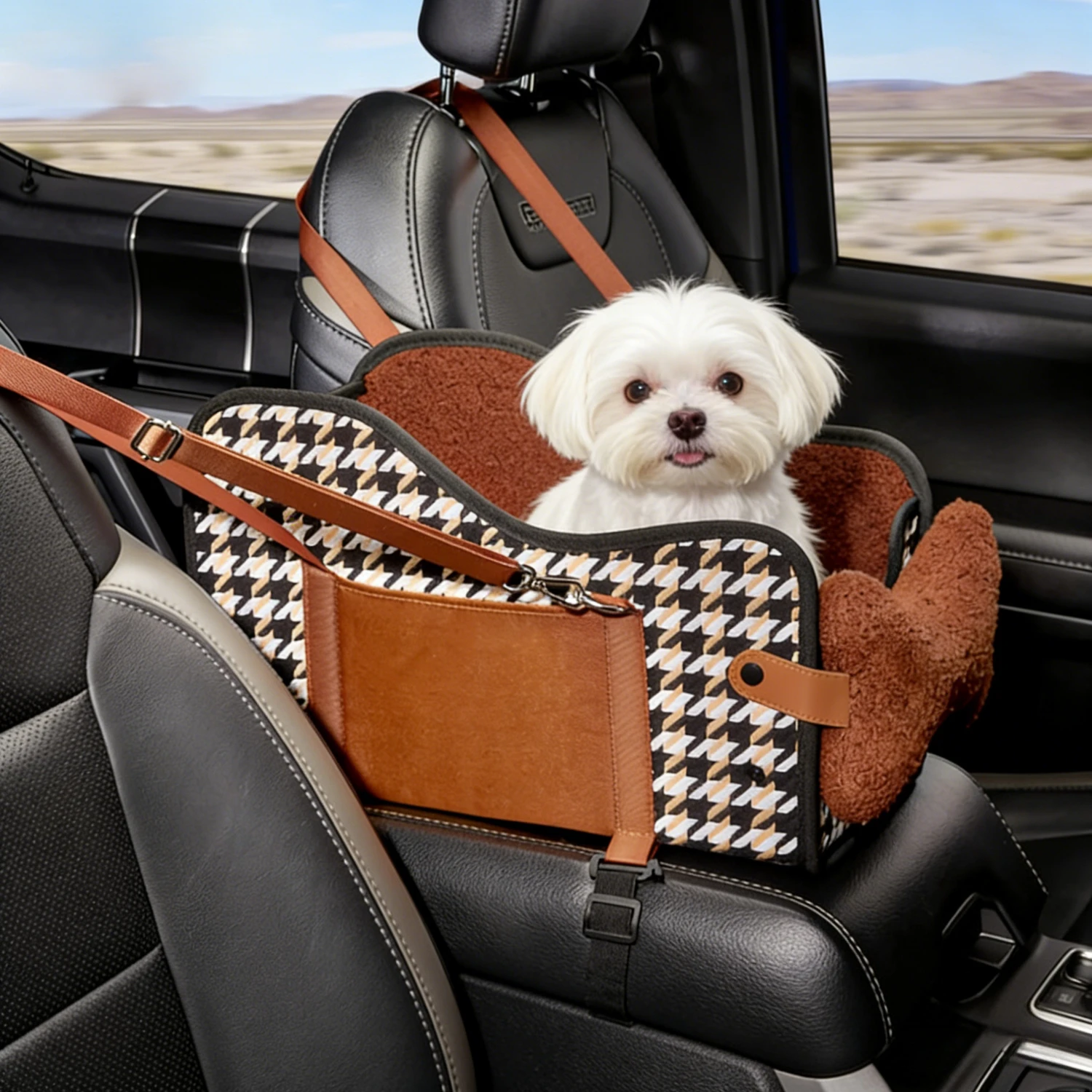 

Автомобильное кресло-бустер для животных на подлокотник, лежанка для собак на центральную консоль, безопасная переноска для маленьких собак в дорогу