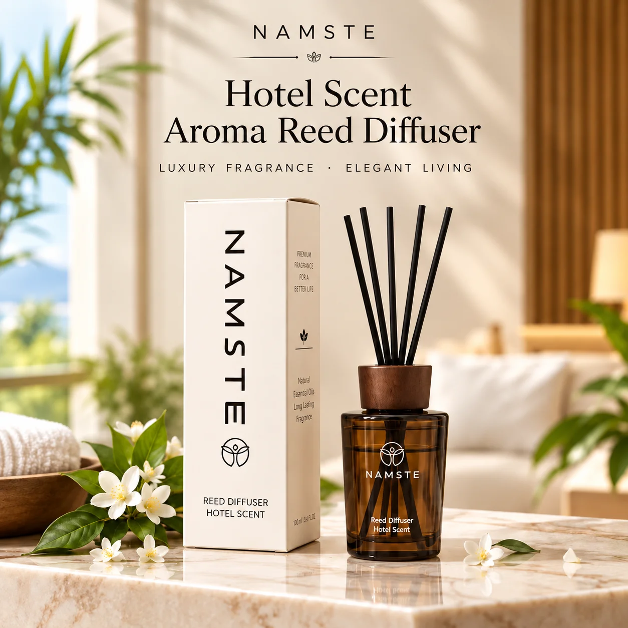 NAMSTE 100ML Hotel Reed Diffuser Sticks Aromatherapy Diffuser Sticks Long Lasting Fragrance for Bedroom Office Air Freshener