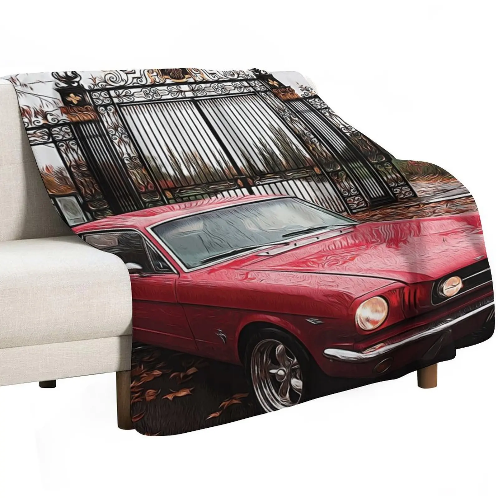 Red Coupe '65 Mustang- ( Cartooned) Throw Blanket Heavy Blankets For Bed valentine gift ideas Giant Sofa Summer Blankets