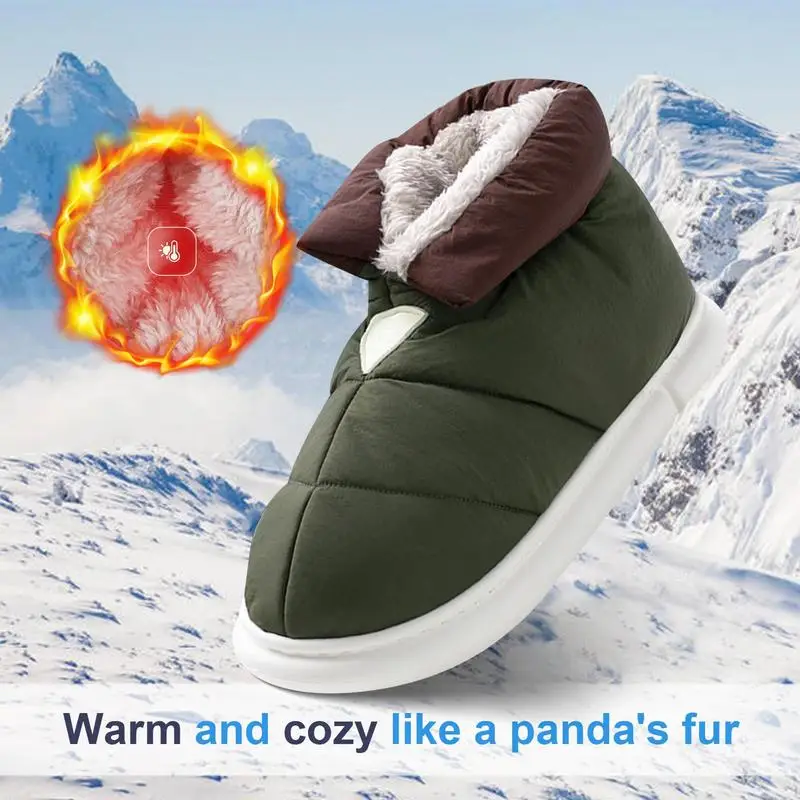 Warm Camping Slippers Men Women Backpacking Down Slippers Snow Booties Cotton Shoes Warm Unisex Traction Bootie Womens Slippers