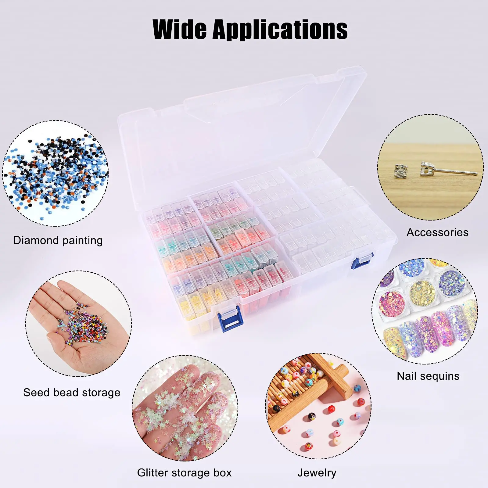 64 84 Grids Diamond Painting Storage Box Portable Seed Bead Organizer Case DIY Nail Art Plastic Container