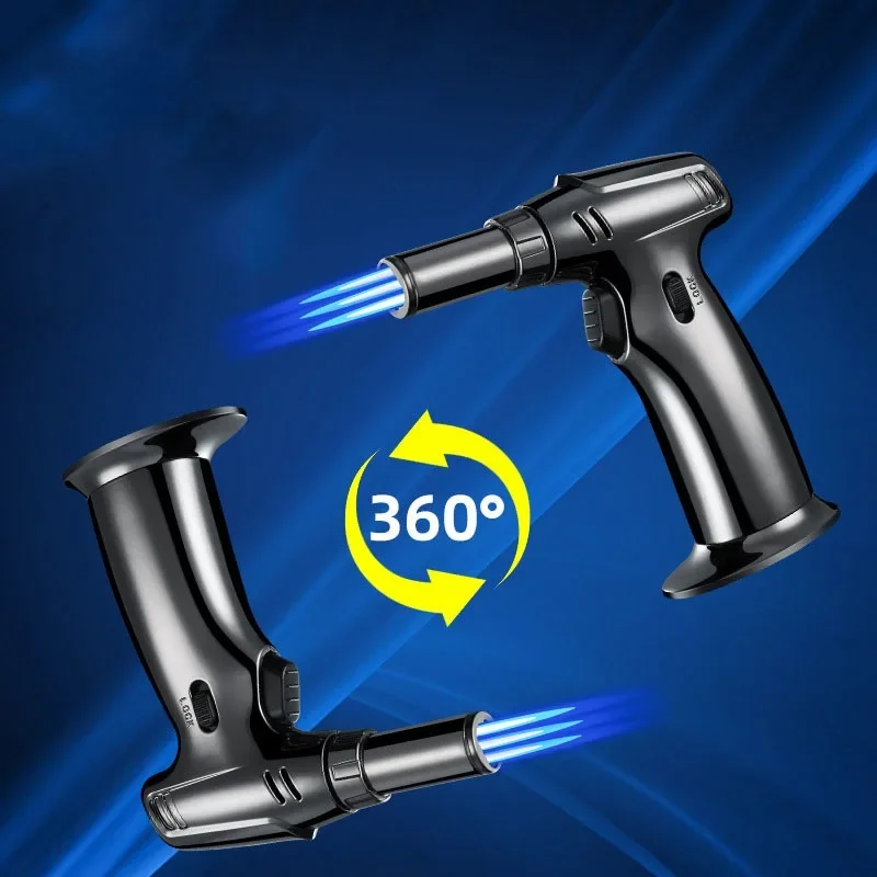 3 Fire Torch Lighter Windproof Turbo Welding Spray Gun Flame Butane Kitchen Camping Gadget Men Cigar Lighter Smoking