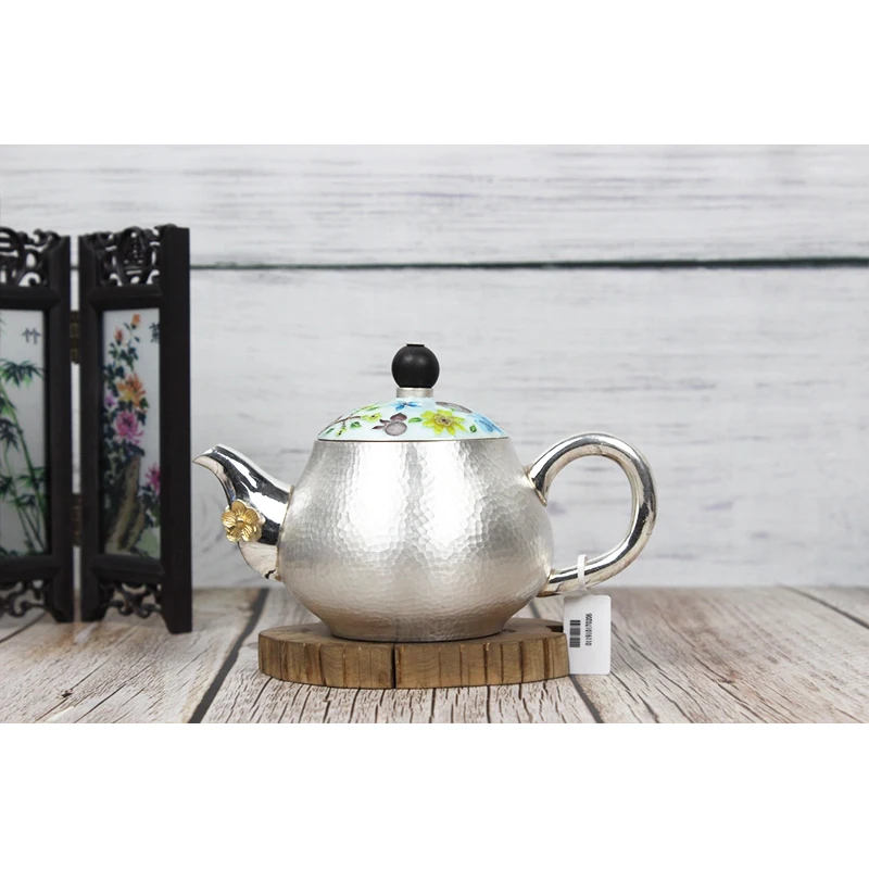 

999 sterling silver handmade tea set Japanese retro teapot kettle teacup home office tea ceremony Kungfu tea set 350ml