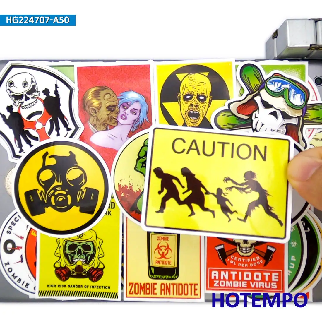 20/30/50PCS Caution Zombie Attack Defense Monster Warning Funny Waterproof Stickers for Laptop Phone Bike Motorcycle Car Sticker