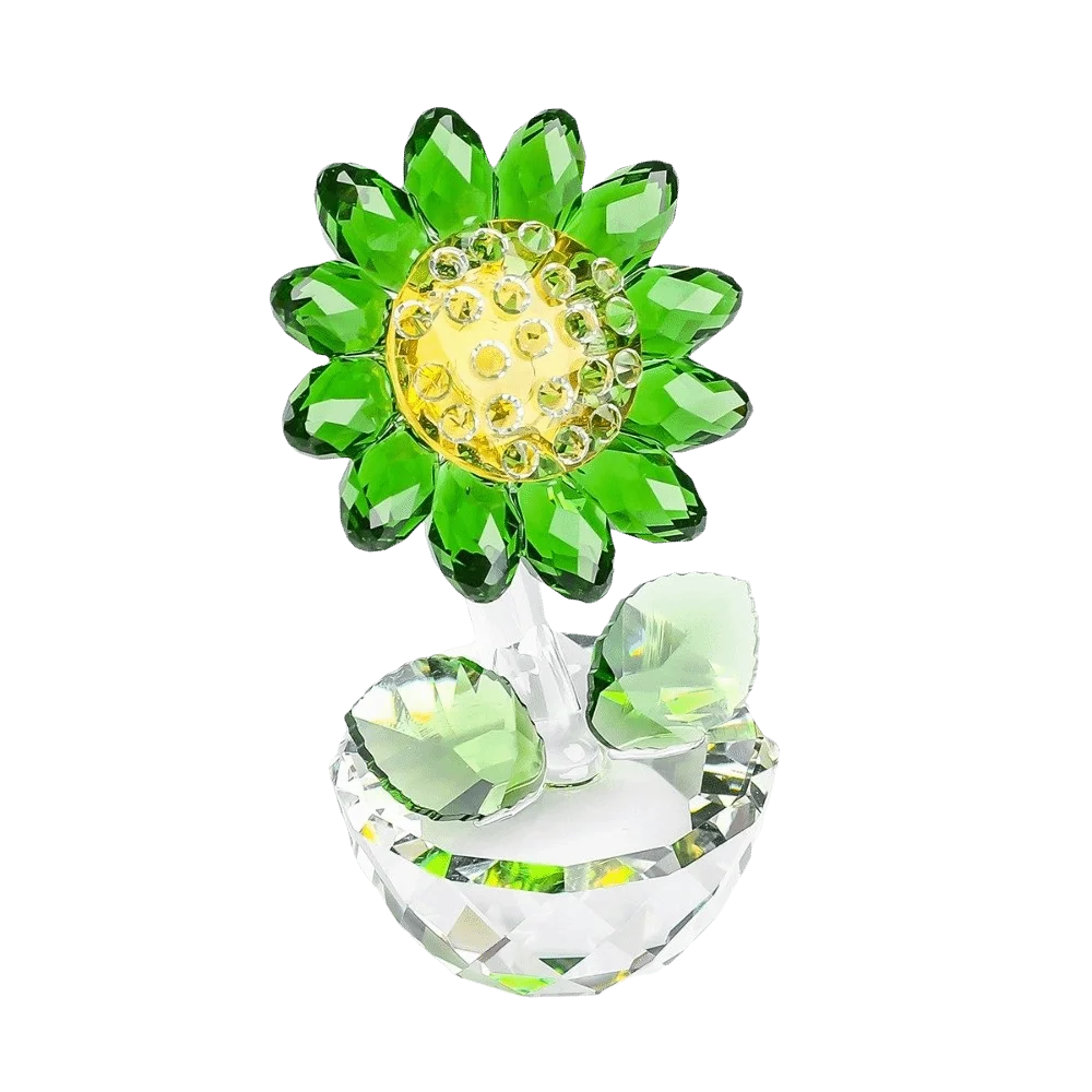 Collectible Elegant Sunflower Figurine Cartoon Handmade Sunflower Ornament 3D Plant Series Crystal Home Decoration Gift