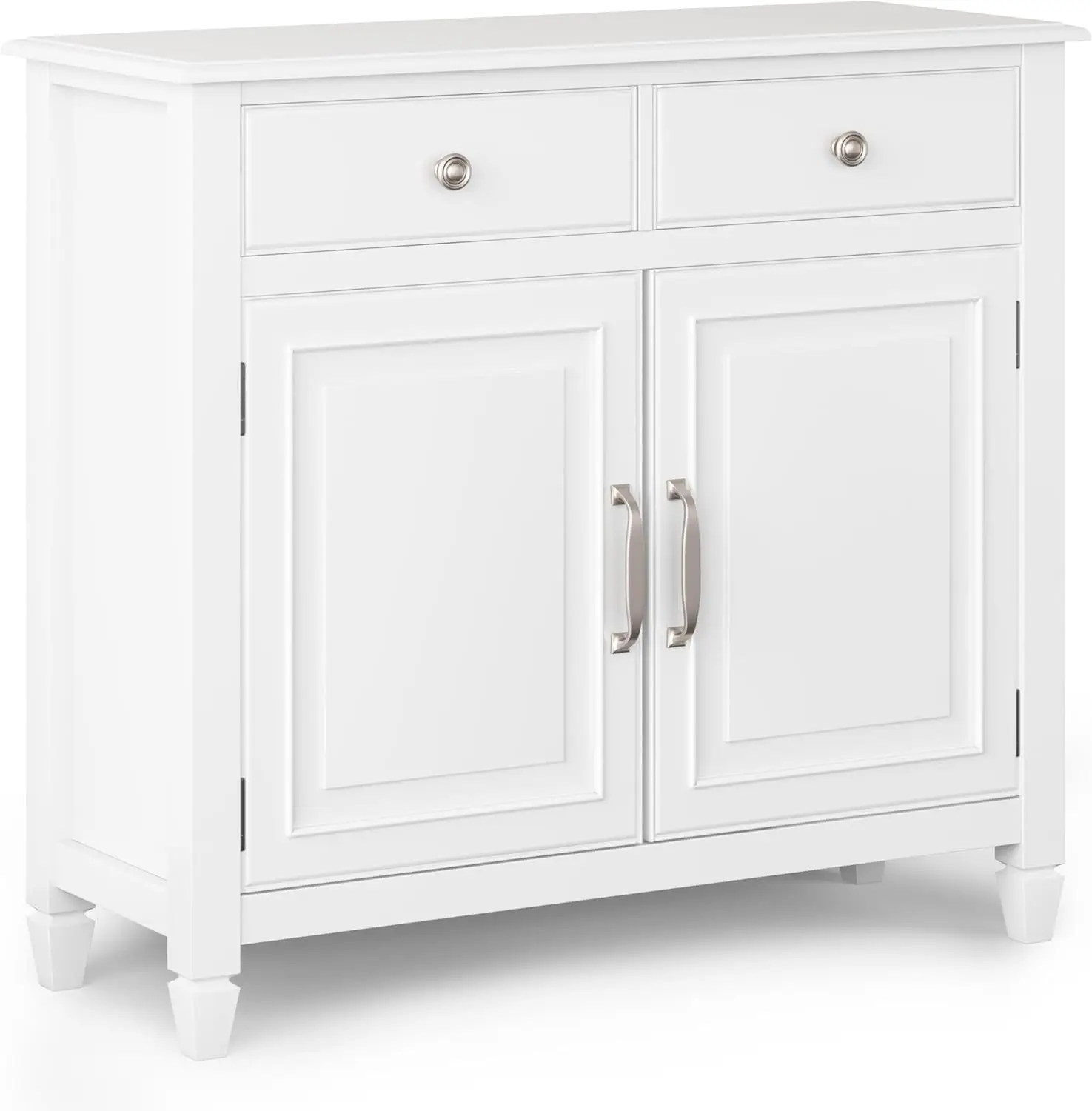 

SIMPLIHOME Connaught SOLID WOOD 40 inch Wide Traditional Entryway Storage Cabinet in White for the Living Room, Entryway