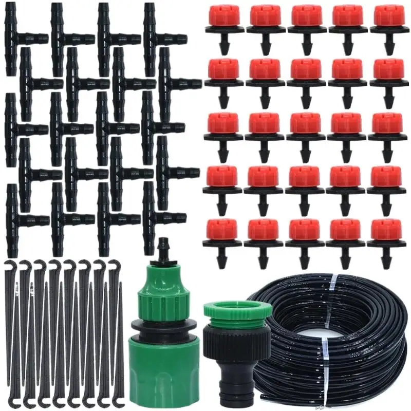 Outdoor Cooling Mist Irrigation System 5-50M with Brass Atomizer Nozzles for Trampoline Patio Summer Heat Relief