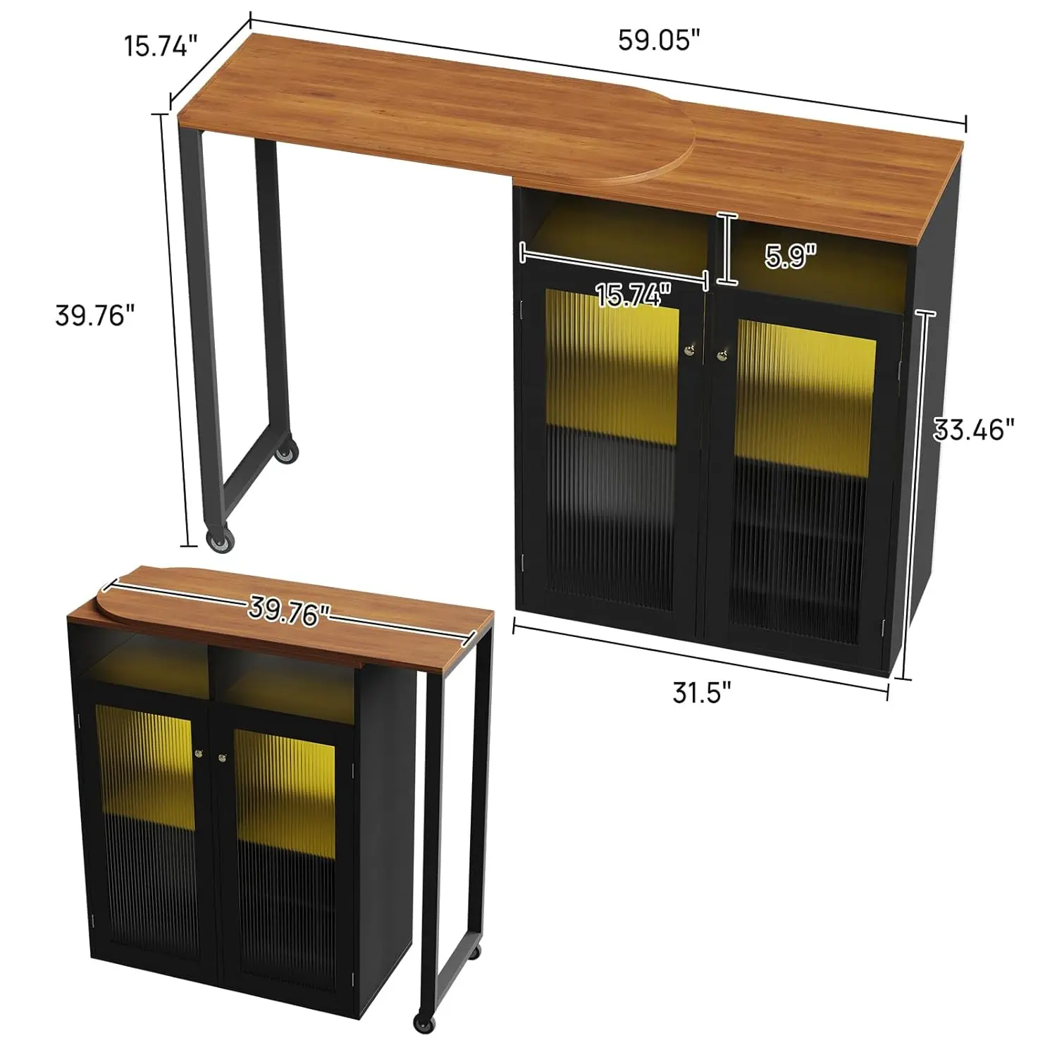 Lemari Bar Dengan Penyimpanan Untuk Rumah, 360 °   Lemari Anggur Berputar, Meja Bar LED Dengan Rak Anggur & Tempat Gelas Dilengkapi Stopkontak