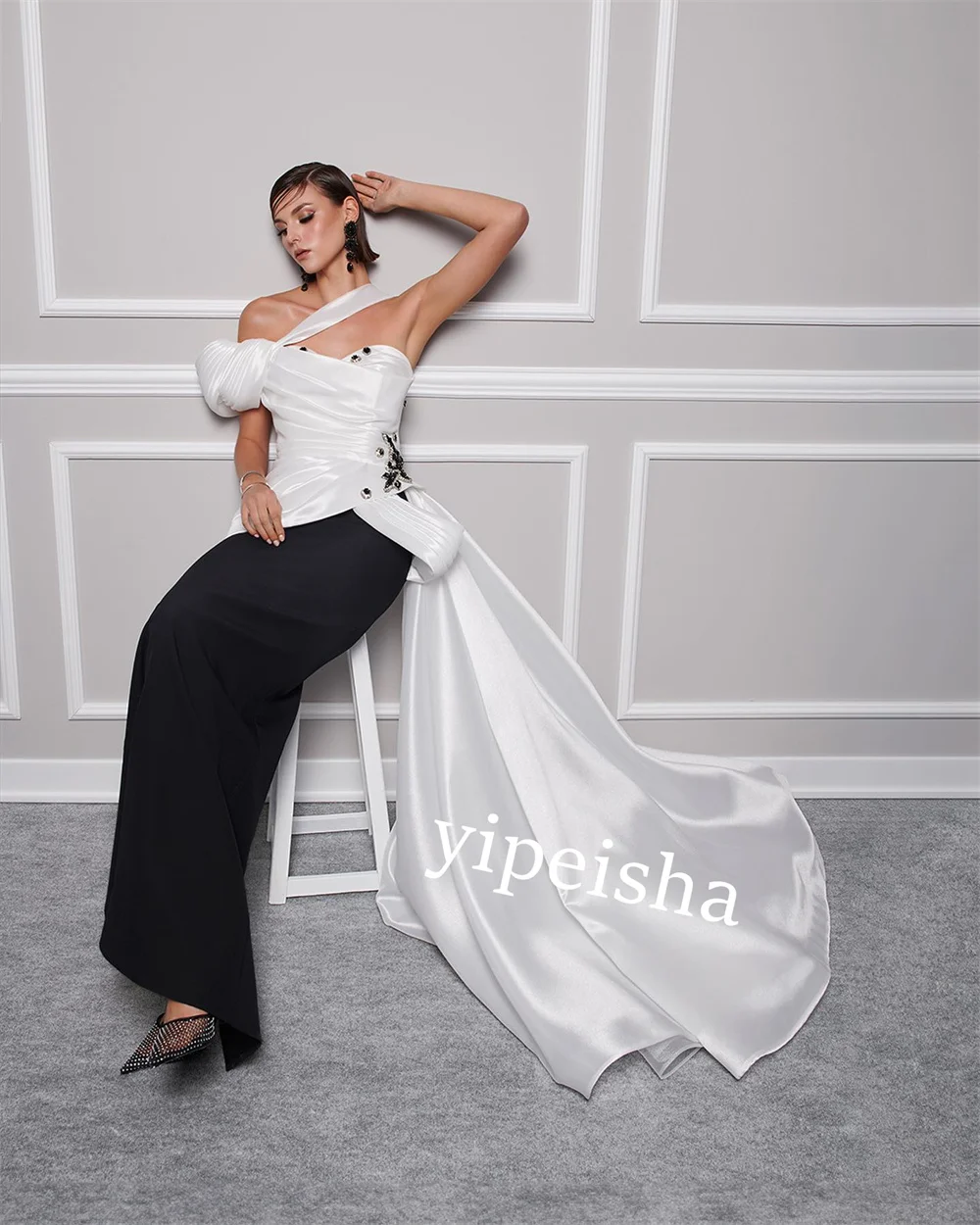 Jersey Button Celebrity Straight One-shoulder  Bespoke Occasion Gown Long Dresses