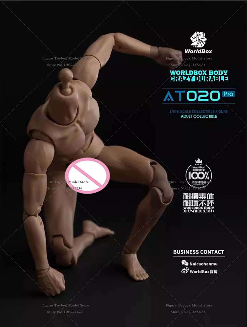 Worldbox at020 pro at020s 1/6 homem soldado louco durável corpo muscular at020c uma peça braço mão modelo brinquedos para 12 "figura de ação