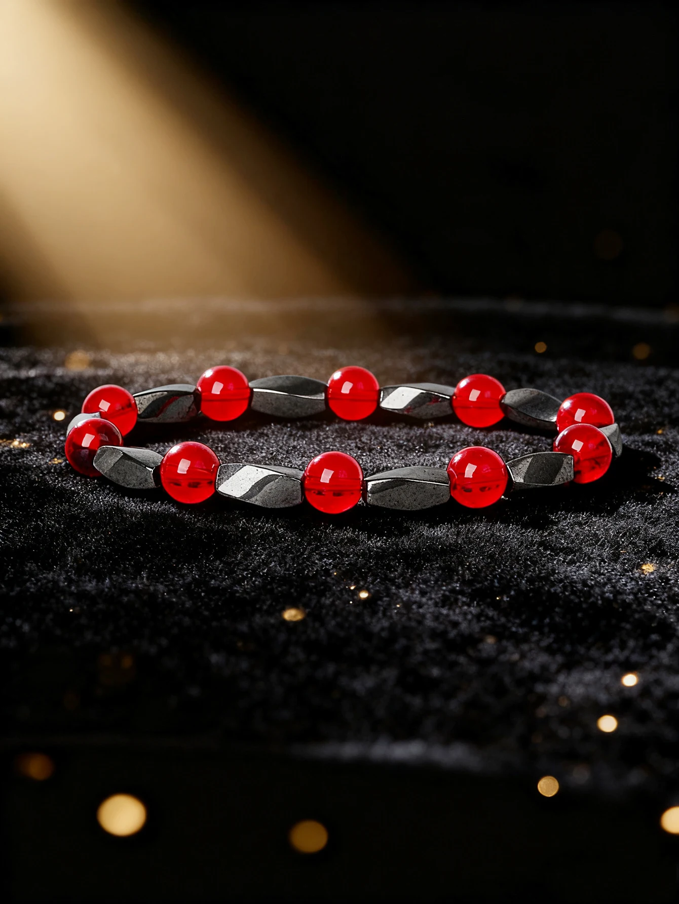 Twisted Hematite & Red Crystal Beads Bracelet Natural Stone Healing Energy Reiki Charm for Protection Grounding Vitality Jewelry