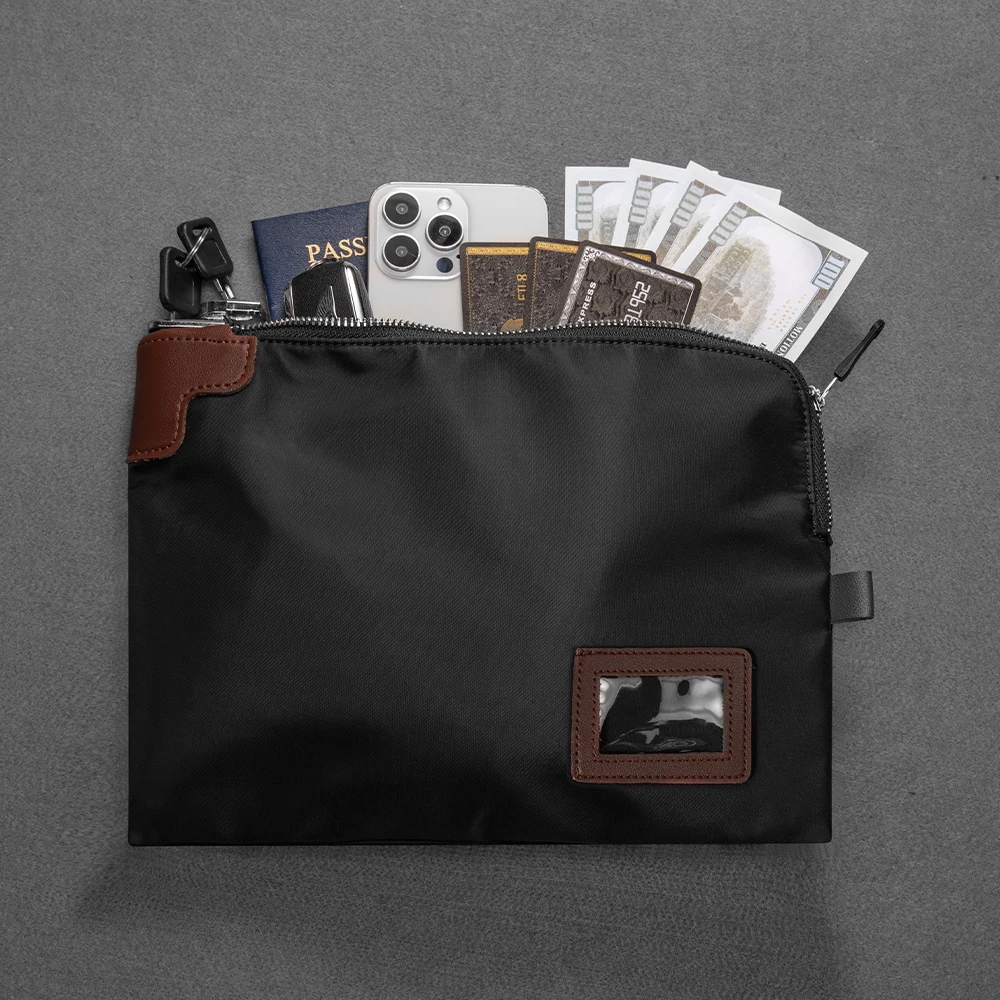 

Сумка для денег с замком и 2 ключами, сумка для нотариального депозита, кошелек с металлической застежкой-молнией, дорожный кошелек для паспорта, наличных, чеков