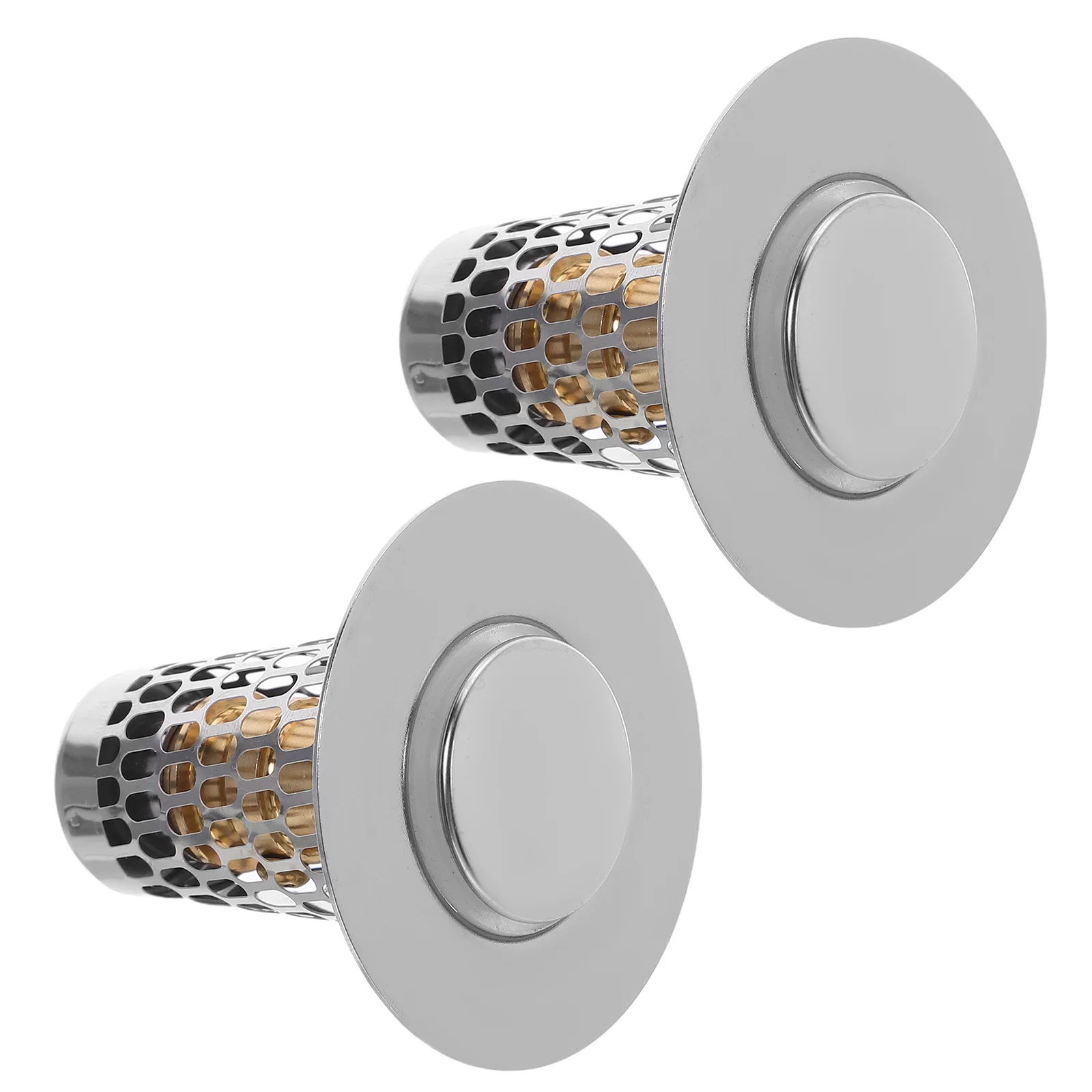

2Pcs Stainless Steel Sink Pop Up Filter Stoppers Universal Bathroom Drain Hair Catchers Wash Basin Strainers Leak Proof Hair
