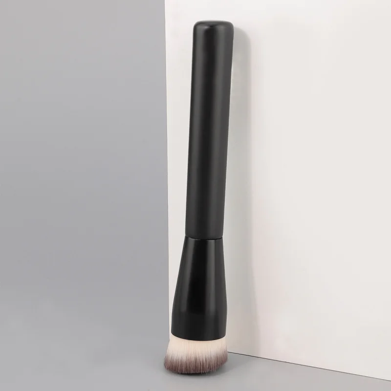 Border Hot-Selling Single Slanted Flat Full Black Seamless Foundation Brush Contour Brush Fiber Hair Thickened Aluminum Tube Mak