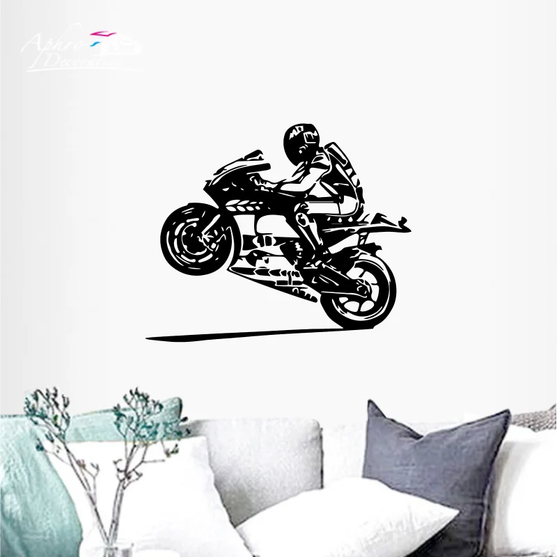 Mult size Motorcycle Driver Wall Sticker Helmet Moto Gp Teenagers Boys Room Decoration Stickers Wall Decals Vinyl Home Art Mural