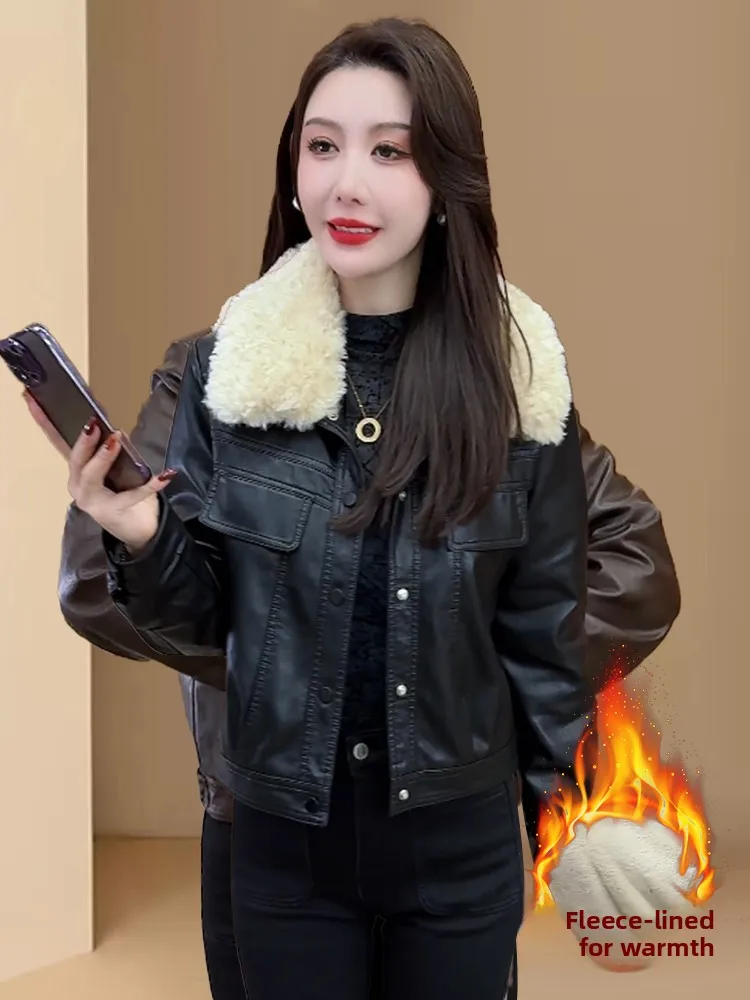 Unieke Sli Thiened Winter Lederen Jaet Dames 2025, Nieuwe Warmte Motorfiets Jaet Top Quali Pendelen Sle Loose Fit