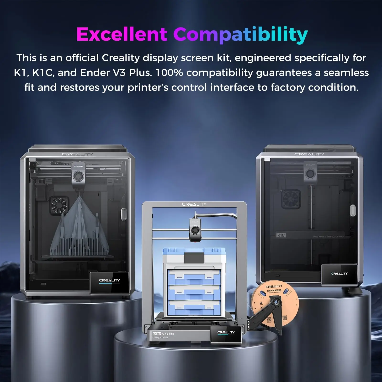 Creality K1 Touch Screen Kit 4.3 Inch Full-Color 480x400 Display With Cable 3D Printer Part Original For K1/K1C/ Ender 3 V3 Plus