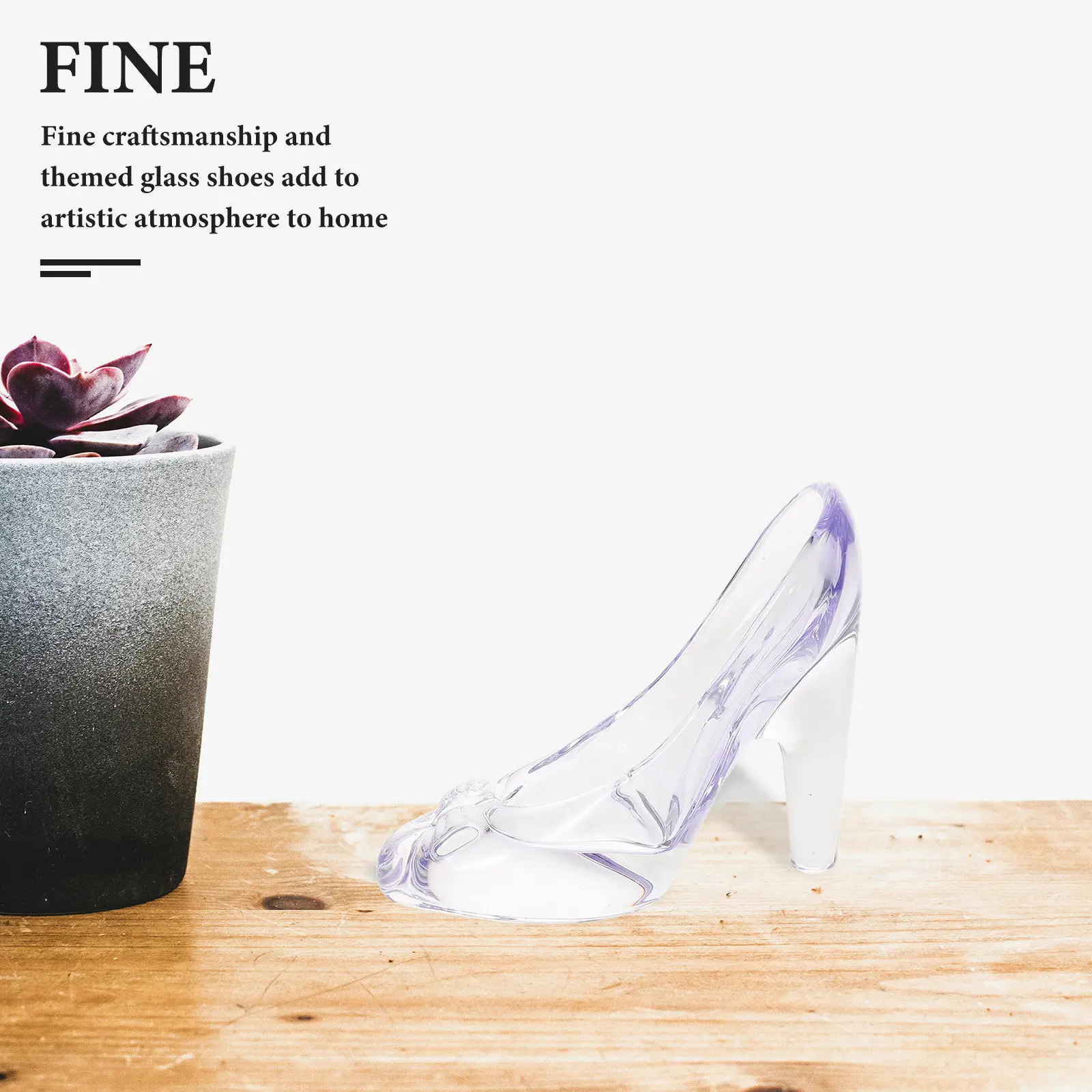 Elegant Glass Slipper Ornament Transparent High Heel with Butterfly Bow for Wedding Weddings Birthday Party Decoration