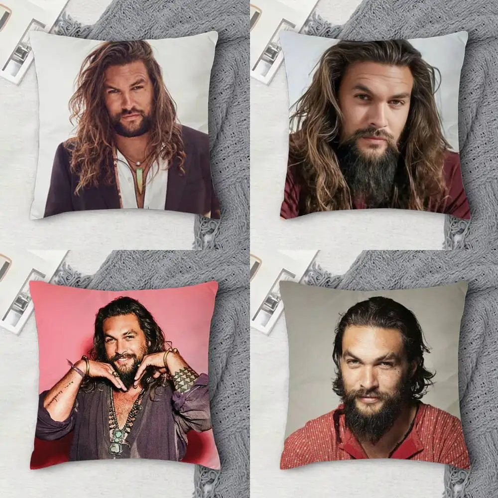 

J-Jason Momoa Double-sided Printed Square Decorative Cushion Cover for Sofa Living Room Home Decor