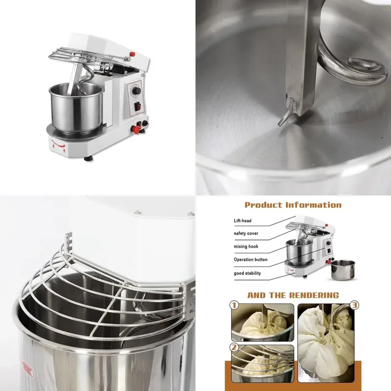 Auto Tilt-up Head 10L 4KG Spiral Dough Kneader Detachable Bowl Commercial Dough Mixer for Bread Pizza Pastry Baking CE