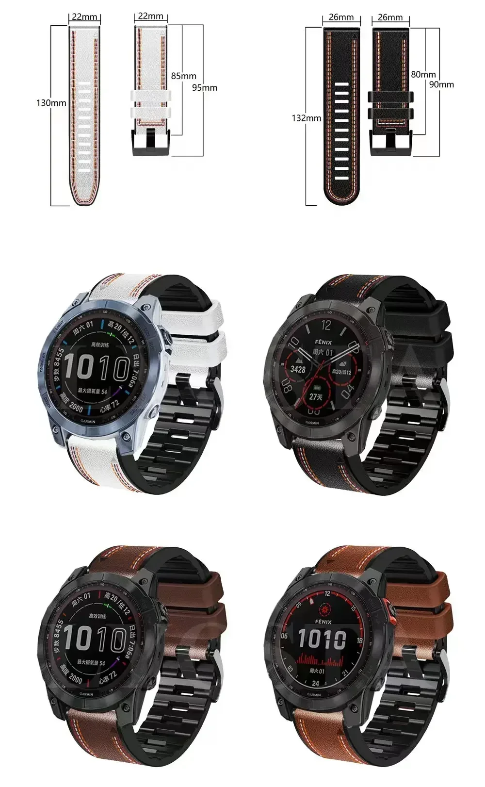 Riemen für Garmin Marq Athlet Abenteurer Golfer Kapitän Flieger Epix Gen 2 Quick fit 22 26mm Silikon Leder Armband Armband – Detail 5