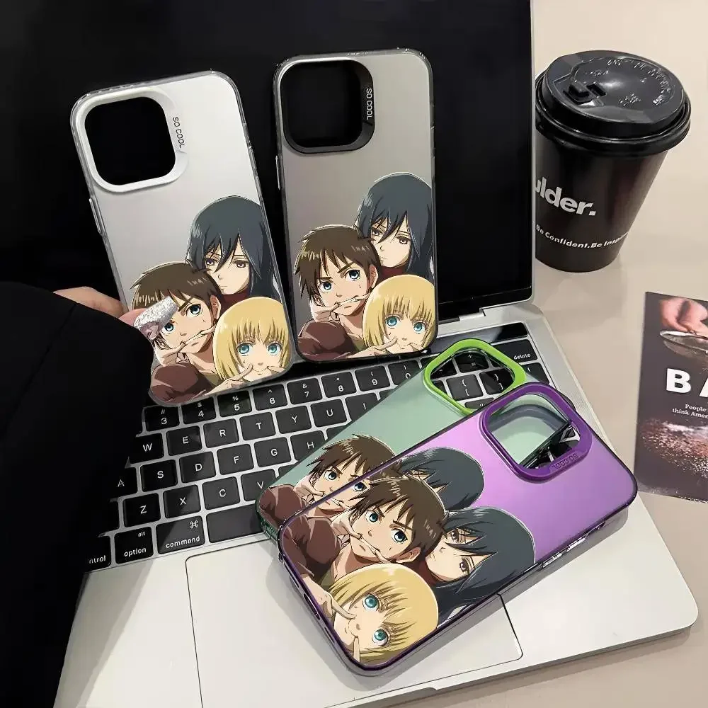 Anime Aanval Op Titan Laatste Seizoen Telefoon Case Hot Koop IMD Kleur Zilver Shell Voor IPhone 17 16 15 14 13 12 11 Air Pro Max Plus