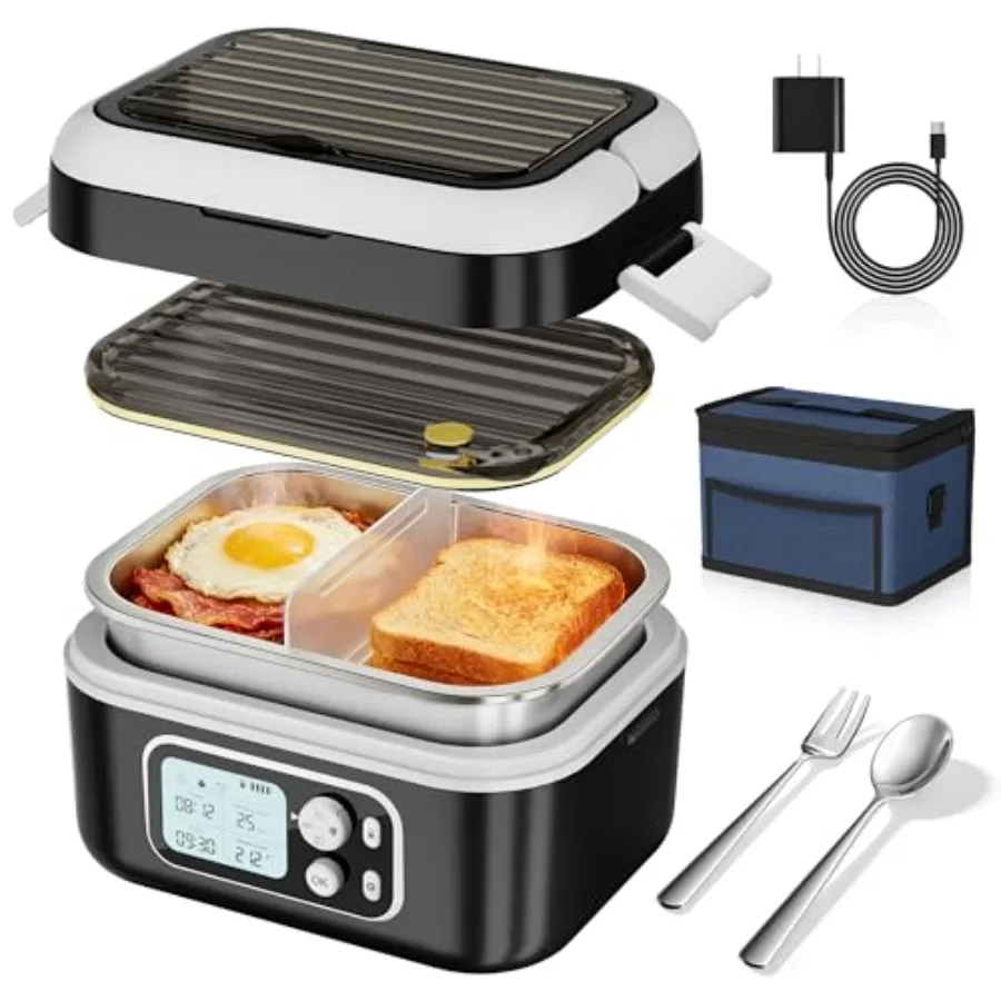 

Heated Lunch Box, Cordless 24000mAh 100W Electric Lunch Box with Smart Timer, 6.3-Cup Super Large Lunchbox for Men and Women, P