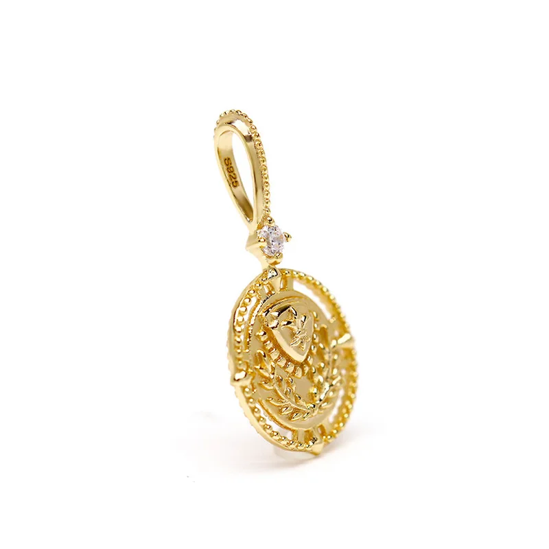 LAMOON Lucky Coin Necklace For Women 925 Sterling Silver Mini Totem Badge Pendant K Gold Plated Handmade Delicacy Jewelry NI070