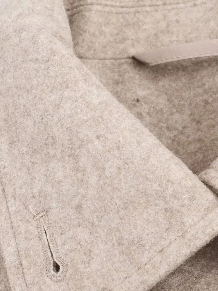 HH الخريف المرأة موضة كم طويل التلبيب معطف امرأة معطف نحيف حزام جيب واحدة الصدر تزيين ملابس خارجية فضفاضة غير رسمية 4-Color