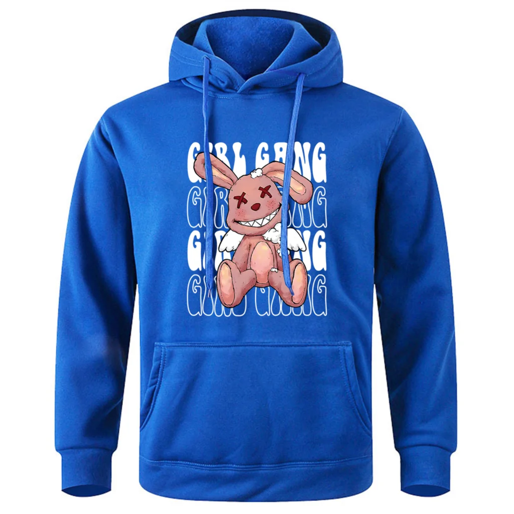 Girl Gang Broken Rabbit Doll Men Hoody Graphic Funny Hooded Shirt Soft Breathable Hoodies Novelty Creative Loose Man Sportswear